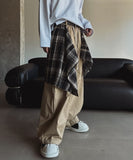 Plaid Check Layered Cotton Pants
