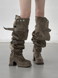 1171 Multiway Buckle Thigh High Boots (8cm)
