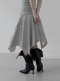 Folding Unbalanced Flare Midi Skirt