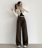 Winter Wool Two Pintuck Inner Clip Wide Slacks