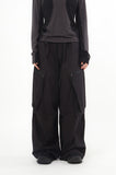 Zipper big cargo balloon wide banding pants