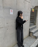 Pona Black Pocket Collar Jacket Shirt