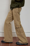 eyelet denim bootcut pants