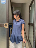 Vail Cap Sleeves Frill Shirring Layered Snap Hood One Piece