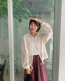 Huuri Summer Punching Hood Zip-up Cardigan