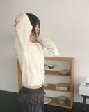 Keyshall string wavy round knit cardigan