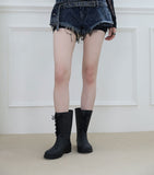 string rain boots black