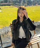 Layered Crop Top Long Sleeve Knit Cardigan Two-Piece Set