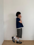 Cheatero Denim Layered Short Sleeve Blouse