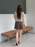 Dinet High-Waist Pintuck Shorts Slacks (Belt Set)