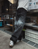Fiction paint washing denim pants