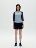 W Raglan Color Matching Three Quarter Sleeve T-Shirt