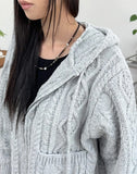 Las Cable Hooded Knit Zip-Up