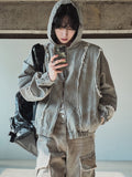Mud damage denim hooded jacket