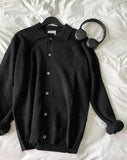 Cash Like Collar Button Cardigan Knit