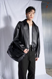 Oversize Bending Leather Jacket