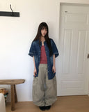 Riqui Cut Curved Wide Cargo Pants
