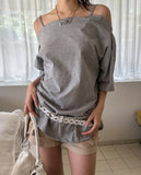 Plie shoulder snap button short sleeve