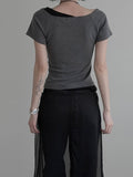 Sherry Layered Boat Neck Short Sleeve T-shirt