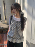Poupo Lace Layered Scrunchie Check Sleeveless