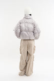 Piping shirring high-neck short padded jumper