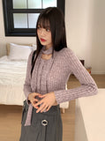 [Muffler Set] Forer Bokashi Ribbed Button Cardigan