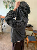 Attil check hood long sleeve shirt