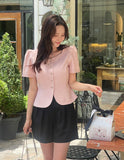 Elon Tweed Puff Peplum Blouse Jacket