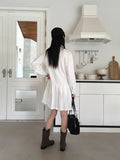 Sojeun Eyelet Belt Pleats Shirt Mini One Piece