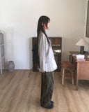 Chocoop dot collar button long sleeve T-shirt