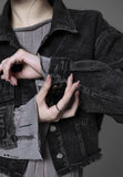 Grunge dark denim short jacket