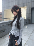 Pencil Layered Unbalanced Color Matching Line T-Shirt