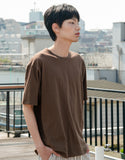 Slub Half U-Neck Short Sleeve T-Shirt
