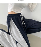 Two-Way Jogger Wide Side Folding Cut Two-Tone Training Pants