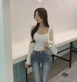 Back Pocket Slim-Fit Bootcut Span Denim Pants