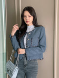 Saleh Color Matching Tweed Short Jacket