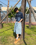 One-tuck Bermuda denim pants