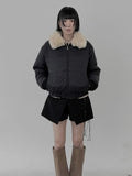 Reversible Fur Collar Quilted Dumble Jumper