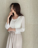Select Two Button Summer Ribbed Cardigan