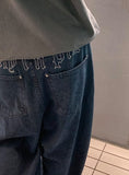 Hendelo Star Rivet Embroidery Balloon Denim Wide Pants
