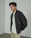 Overfit Washed Leather Bomber Jumper