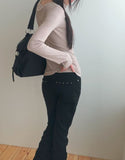 [MADE] Jahu Studded Shirring Bootcut Cotton Long Pants