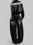 Embroidered Patch Wide Denim