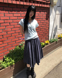Badin Check Banding Midi Skirt
