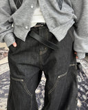 Defen Carpenter Wide Denim Pants