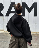 B-Pit Print Snap Balloon Crop Hoodie