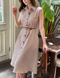 Tenza Stripe Sleeveless Shirt One Piece (Belt Set)