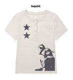 STAR2 Henley Neck Short Sleeve Tee