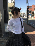 Teten Check Unbalance Midi Skirt