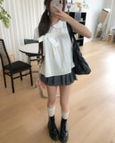 Ain Ribbon Short Sleeve Blouse
